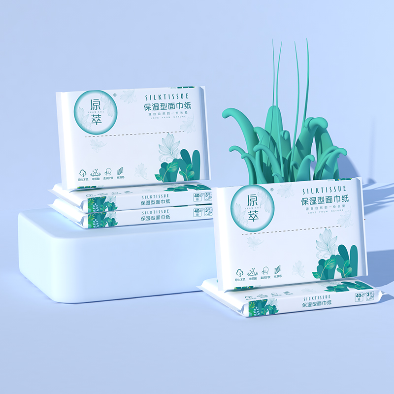 Mga disposable moisturizing at malambot na 3-ply virgin wood pulp facial tissues